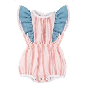 NEW Miki Miette TOPANGA STRIPED‎ Precious Baby Girls BUBBLE Outfit Pink 18MOS